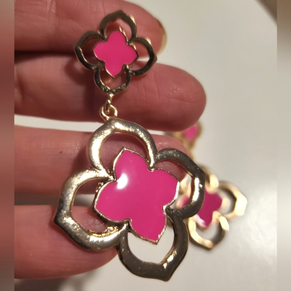 Pink Enamel Earrings